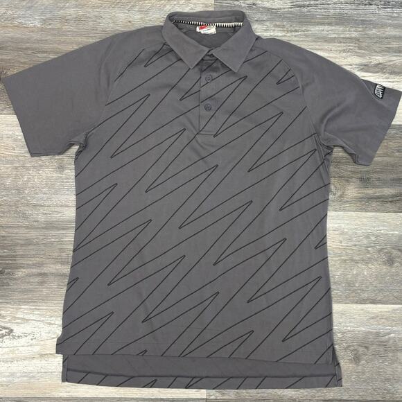 Vintage 80s 90s Nike Sportswear Zigzag AOP Gray Mens M‎ Golf Polo Shirt EUC - Picture 1 of 9